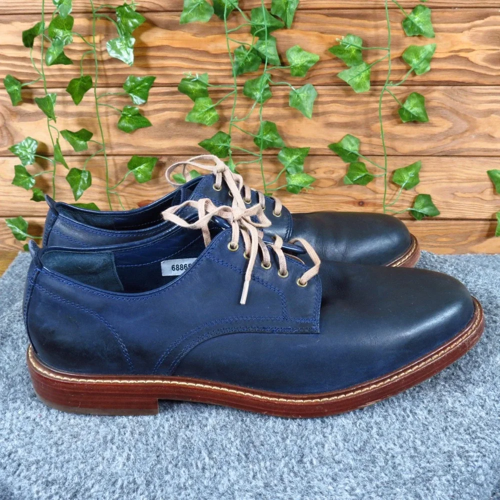 Cole Haan Tyler Grand Mens Plain Toe Derby Size 9.5 Business Casual Navy Leather
